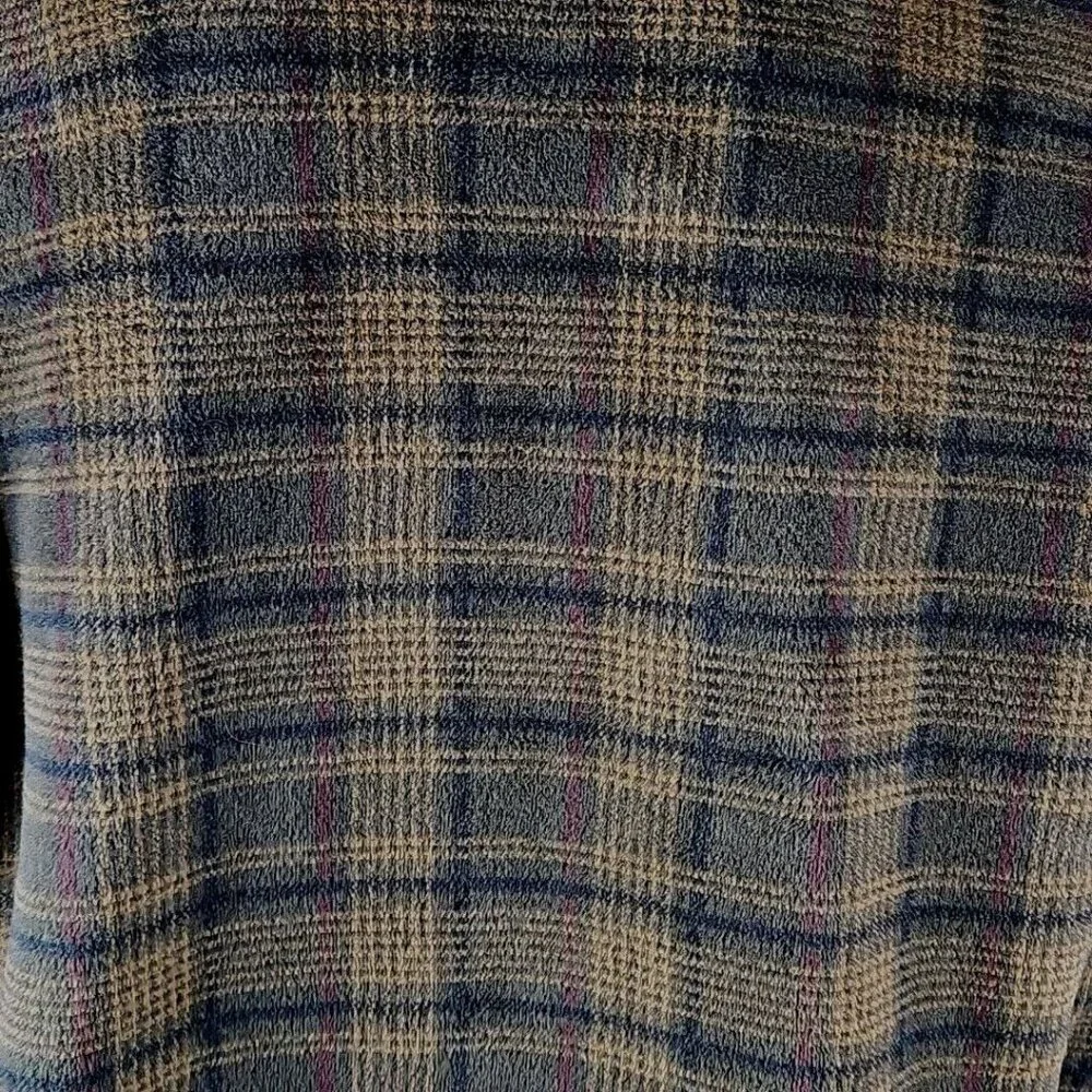 Orvis Fleece Teddy Jacket Mens XL Brown Black Plaid Faux Suede Utility Vintage - Picture 4 of 13